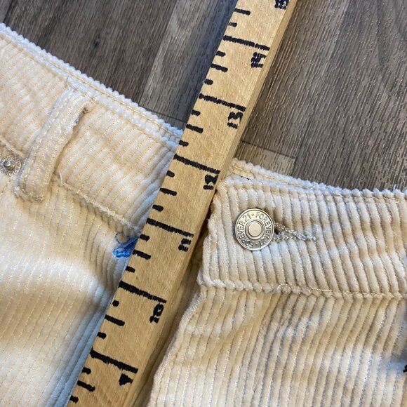 NWT Forever 21 Corduroy Trousers Cream with Blue Embroidered Mushrooms XL - Picture 5 of 7